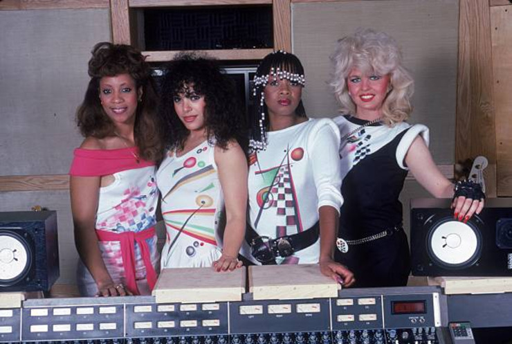twixnmix:    Rick James in the studio with the Mary Jane Girls, June 1983. 