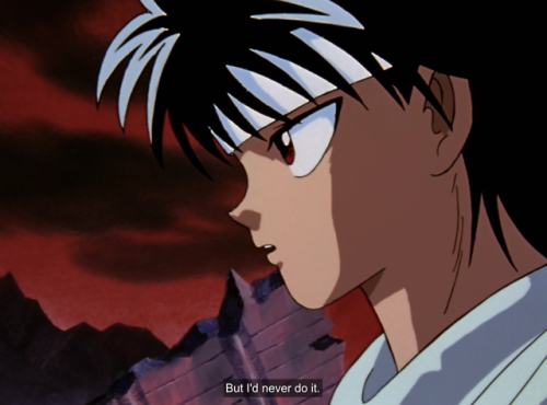 sickdarkworld: kurama and hiei on dying for someone else in episodes 21 and 90