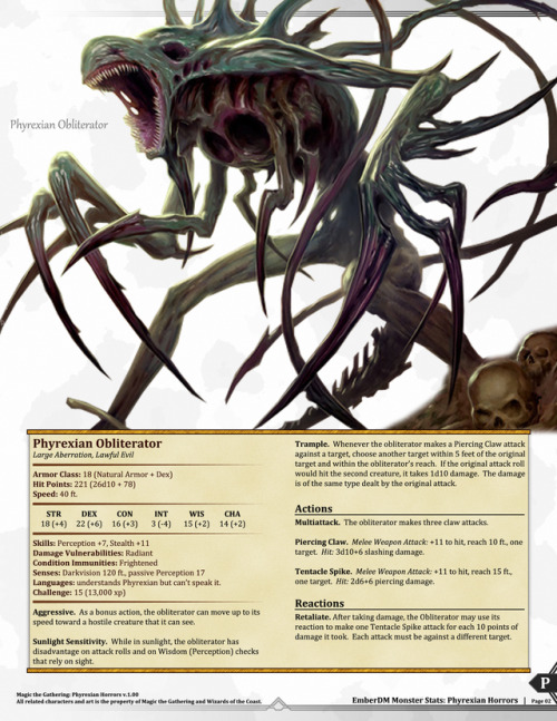 Magic the Gathering: Black Creatures (Phyrexians, Vampires, Bats) v1.00.  D&amp;D 5e Monste