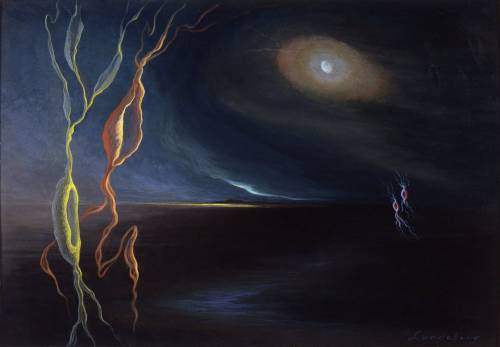 womansart:Helen Lundeberg (American painter) 1908 - 1999Biological Fantasy, 1946oil on boardFemale A