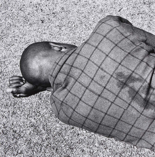 joeinct:  Man sleeping, Joubert Park, Johannesburg, Photo by David Goldblatt, 1979