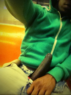 bigblackdicksrule:  Only in NYC - stroking my big black dick on the subway. If you see me, cum suck the nut out right there on the train.