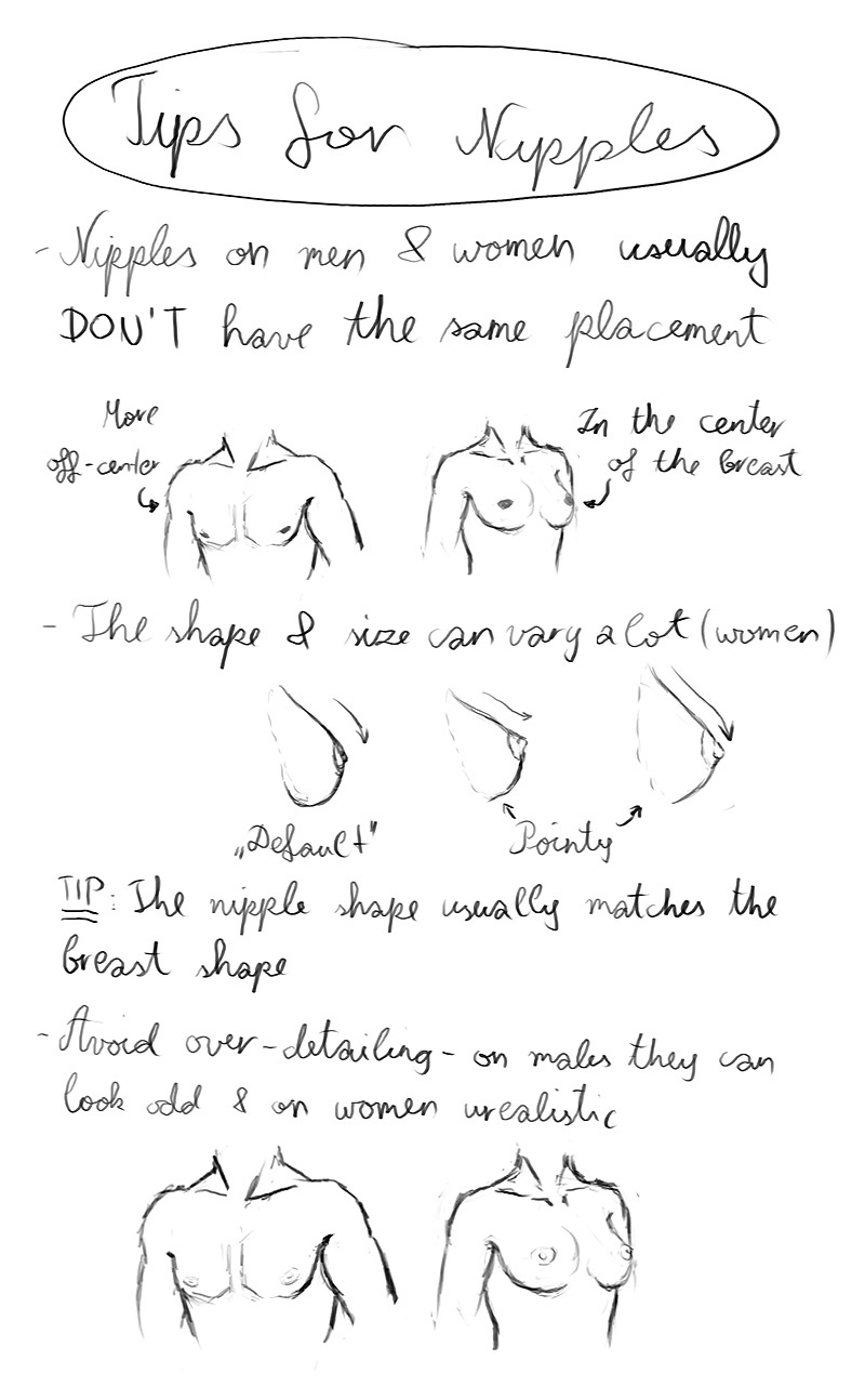 imedarski:  Tips for drawing and painting nipples. Most people over-detail them but
