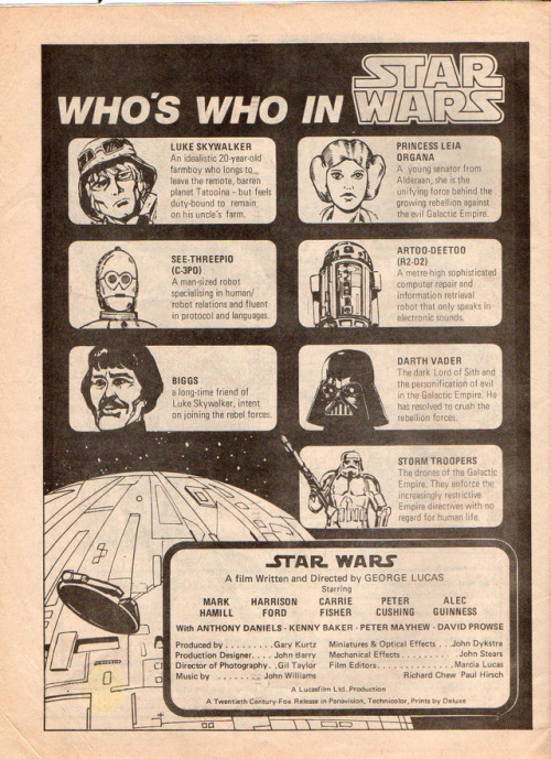 browsethestacks: Star Wars Weekly #01 (Feb08th1978) (Marvel UK) Who’s Who + Story Pages