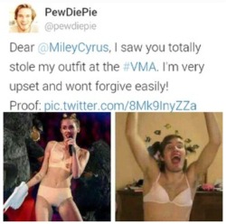 katniss-twerk:  Genius pewds. Omg what happened to Miley? Seriously. 