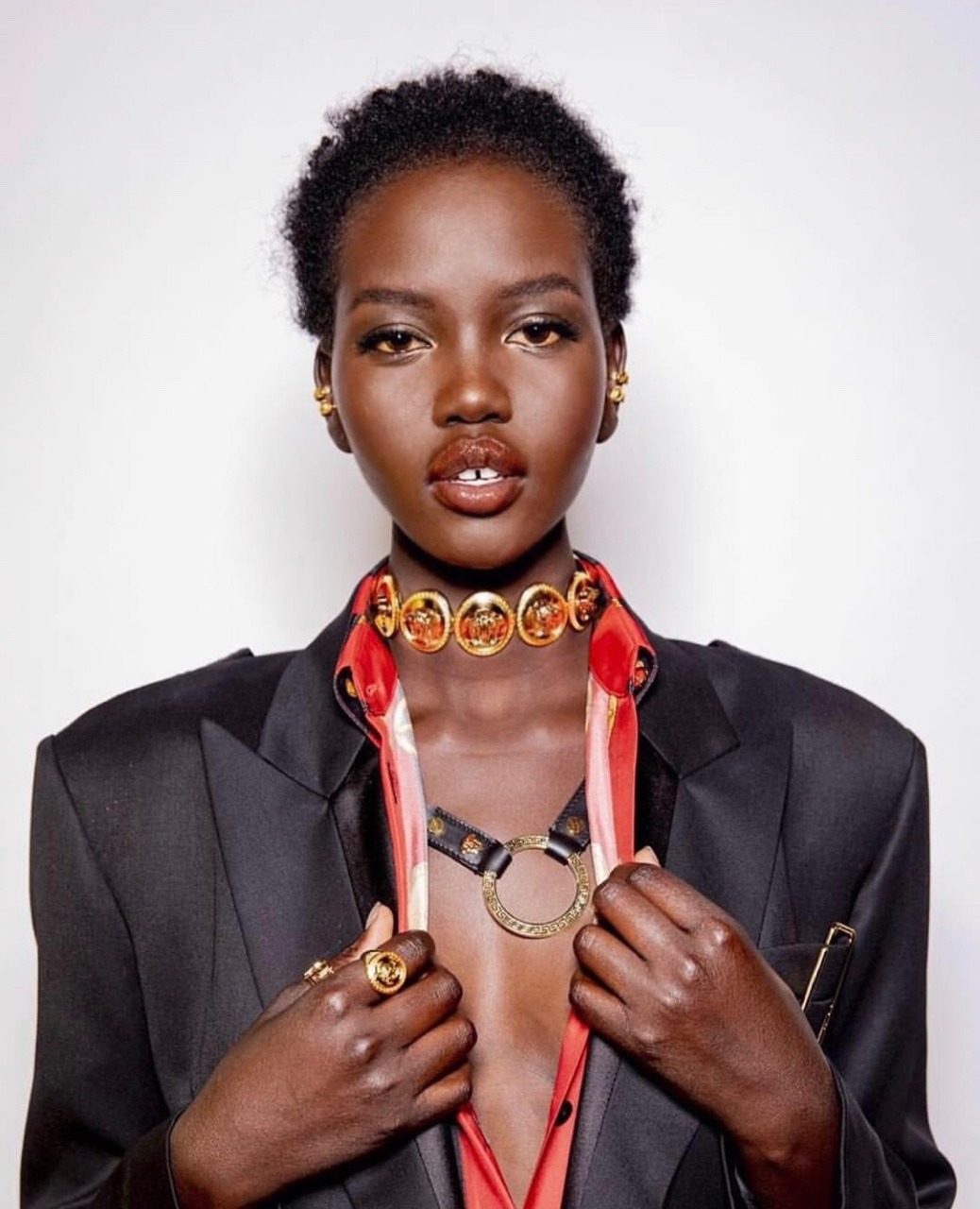 soultobeloved:  adut akech backstage at versace menswear fw19  