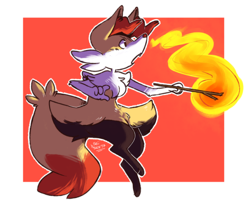 seiishindraws: Pokedec day 6 - Favourite fire type! i love foxes and i love witches~! &gt;:3c