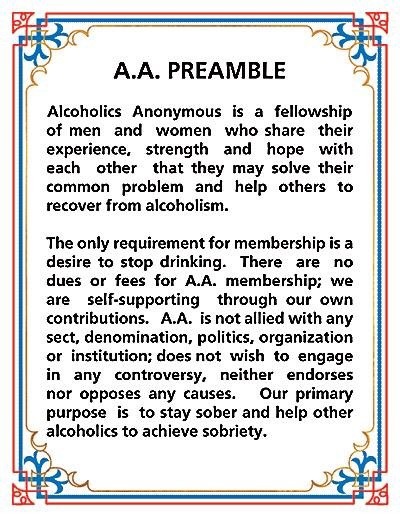 recoveryandsobriety:  AA preamble