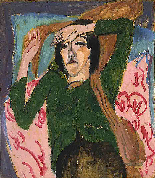 artist-kirchner: Woman in a Green Blouse by Ernst Ludwig Kirchner Size: 80.3x70.2