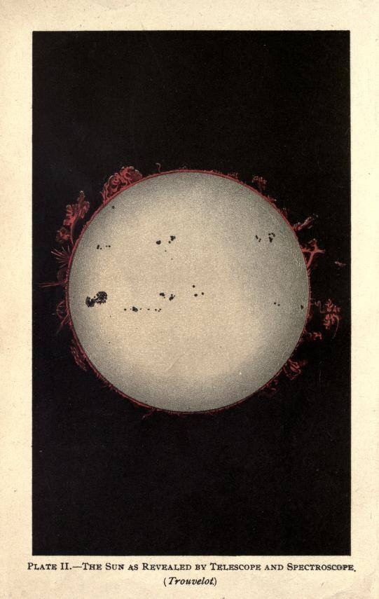 starxgoddess:  “The sun as revealed by spectroscope and telescope.”  A new astronomy.