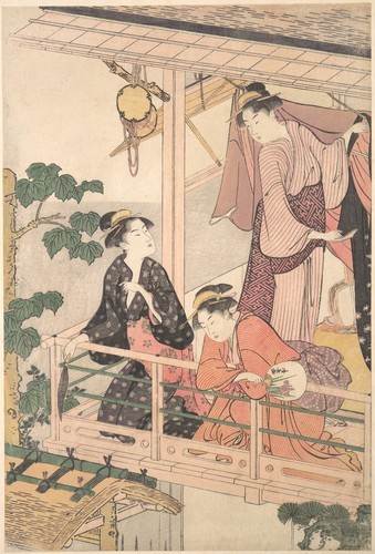 met-asian: 二階座敷に三人の女|Three Women on a Balcony by Torii Kiyonaga, Metropolitan Museum of Art: Asian A