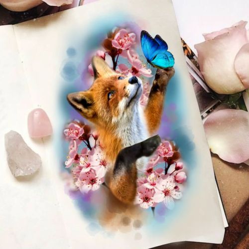 Available Design  Fox and Blossoms - Good for upper arm, or leg - Full colour - Possibly suitable fo