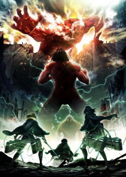 fuku-shuu:  The first key visual of Shingeki no Kyojin/Attack on Titan season 2, premiering in April 2017! Featuring Colossal Titan, Armored Titan, Rogue Titan, Eren, Mikasa, and Armin! ETA: The official season 2 website is up! Koizuka Masashi, assistant