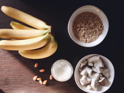 baking cookies w bananas and coconuts