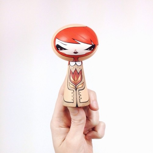 Toy a day, custom Noferin by @juliewest #toy #toyaday #collection #custom #designertoy #noferin #woodtoy #art #juliewest