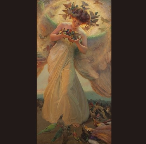 Angel of the Birds (1910) by Franz Dvorak (Czech, 1862-1927).