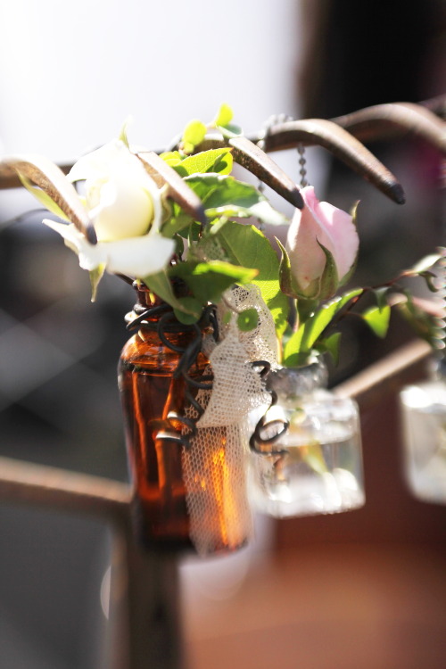 We’ve been displaying the vintage bottles we repurpose on rustic barn rakes…really quit