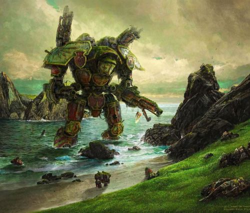 ::Stranded Warlord Titan:: …after William Trost Richards . A Warhammer 40K Titan stranded on 