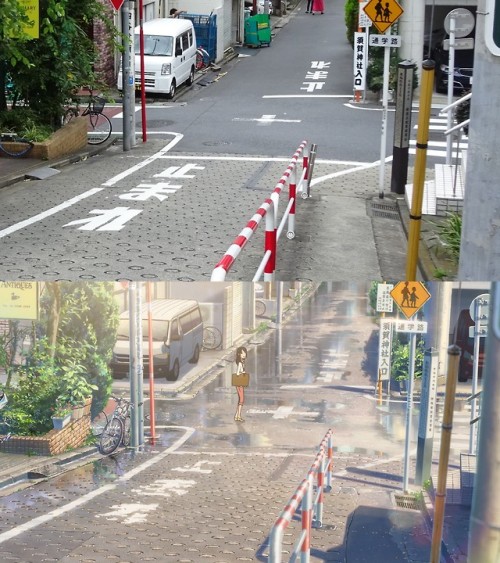 art-woonz:  Real life locations from Kimi no Na wa.(Your name) -seichi junrei (Tokyo side)  By: @crean(Medium.com) Instagram: @artwoonz