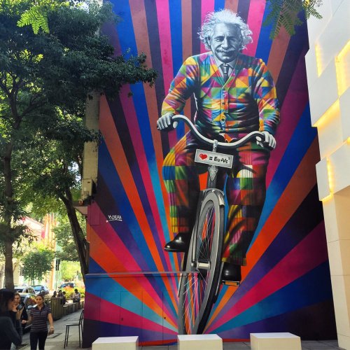 cadenced: Brazilian street artist Eduardo Kobra created this mural of Albert Einstein in São Paulo, 