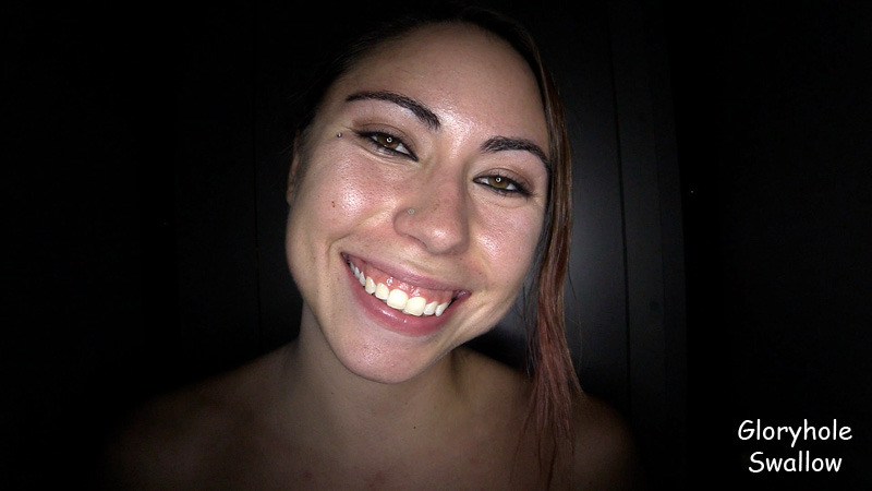 Spaniard thoroughly enjoying her very first Gloryhole adventure.