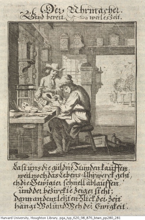 The clock-maker and the hourglass-maker. Weigel, Christoph, 1654-1725. Abbildung der gemein-nüt