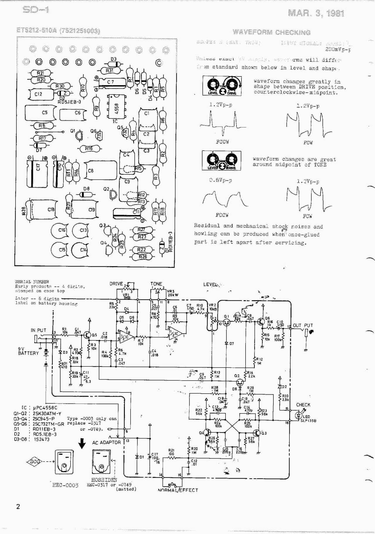 Boss SD-1 Mods & Notes Here's the service diagram for the