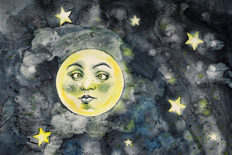 watercolor-art:  Moon 