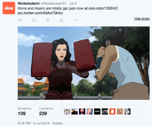 stupidnervous: korra and asami were confirmed gal pals in book 3. 