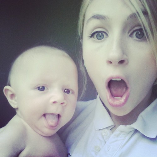Me and my little man makin funny faces. So smart at only 2 and a half months old.