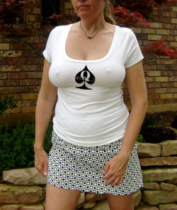sexyoutfitforsluts:  cuckoldtoys:  “Queen of spades” T-shirt.  Tshirt for BBC slut … 
