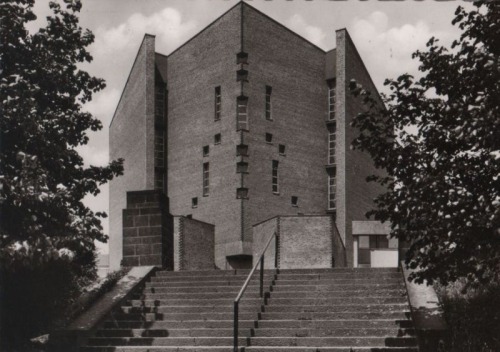 germanpostwarmodern:Königsmünster Abbey (1961-64) in Meschede, Germany, by Hans Schilling