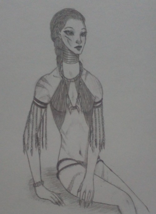 Sketch Of Kiara's Armor And Her Hunting Clothes, The Last Three Are Festival Clothes