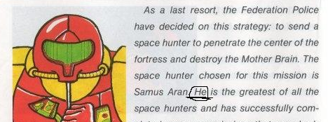 sonicthehedgeheg:  This is a screencap of the manual for Metroid NES.Wtf nintendo.