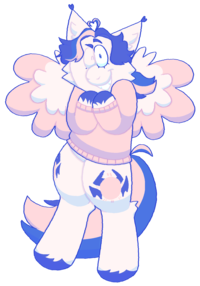 my ponysona sunshine fiend, on her hind legs, giggling to herself
