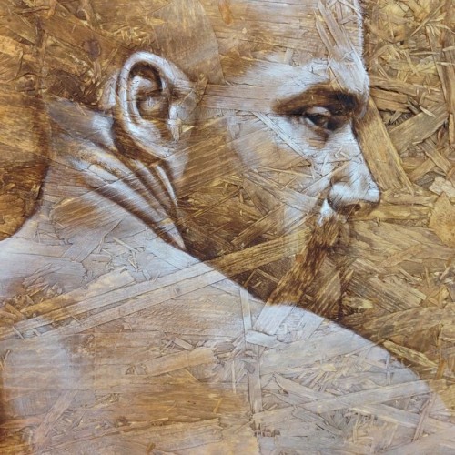 wwwlopezstudio:  Painting on progress (detail). Acrylic on wood panel.