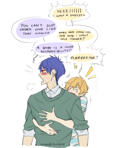 hubedihubbe:  Omega!verse Reigisa (alpha Rei, omega Nagisa) in which they are happily wedded and decide to start a family bawhawhwhwh to be continued?? 