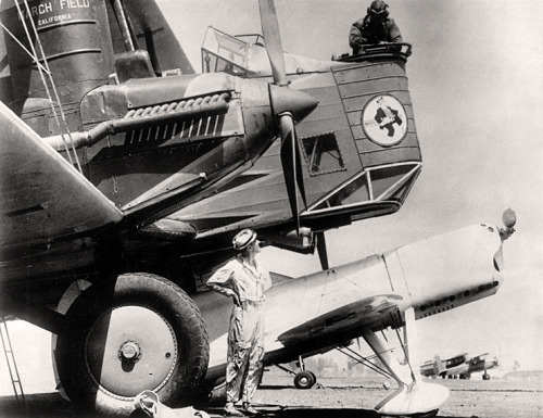 A B-2 of the 11th Bomb Squadron at Mines Field, California, during the 1933 National Air Races