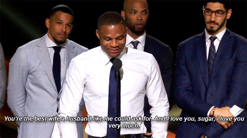 Russell Westbrook thanks his wife, Nina, in his MVP speech at the NBA Award Show | June 26, 2017