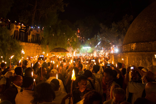 andygrubbs:  HE IS RISEN! Shots from the Ethiopian Orthodox midnight Easter service at the Holy Sepu