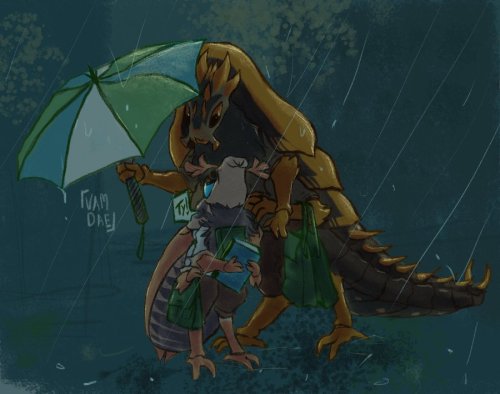 pan and may in the rain