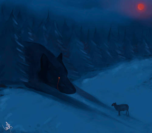 ex0skeletal-undead:Dark surreal wolf illustrations by LunaoticThis artist on Ko-fi