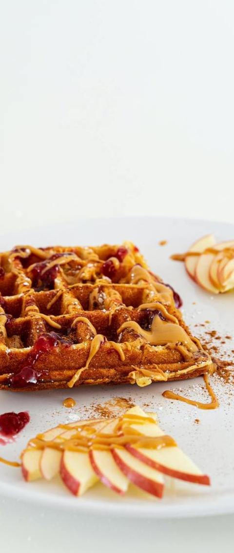 Waffles Recipe - Peanut Butter Belgian Waffles With Apples