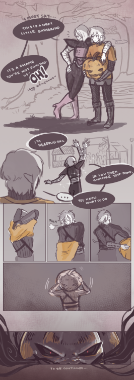 A smol hc about what happened with the Darks during Halloween. Page 1/3. The last panel is super coo