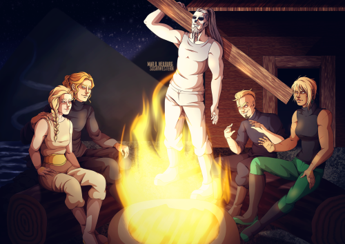 Sitting in the Vale, by the bonfire and the new house Ragnar built (with help!)Instagram