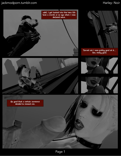 jackmodporn:  Harley: Noir (Pages 1-3)Some time ago, a set of stories made by DC Comics that were not set in any perviously made continuity or timeline were published. They were branded ‘Elseworld stories’, and worked as somewhat “What-if?”