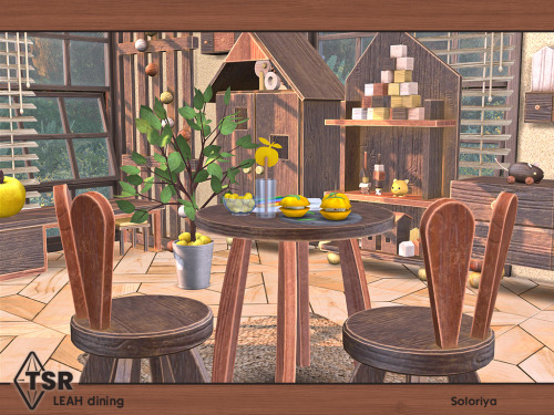 soloriya:***Leah Dining*** Sims 4 Includes 9 objects: chair, dining table, divider, hallway table, h