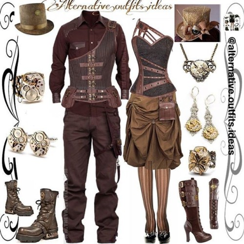 Repost from @alternative.outfits.ideas, #steampunk Male - woman clothes and girls boots from @theoff