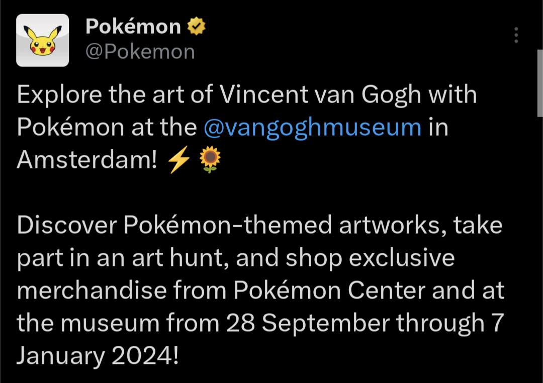 Pokémon teams up with Van Gogh Museum in Amsterdam