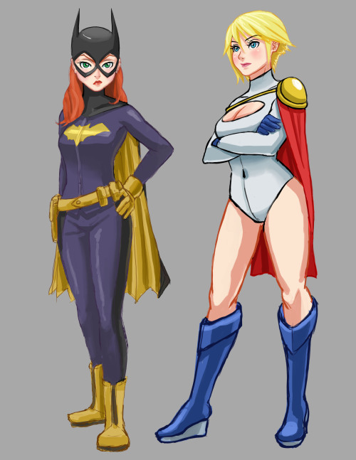 Batgirl and Powergirl. I’m working on a fan comic using DC characters, this is a style test.